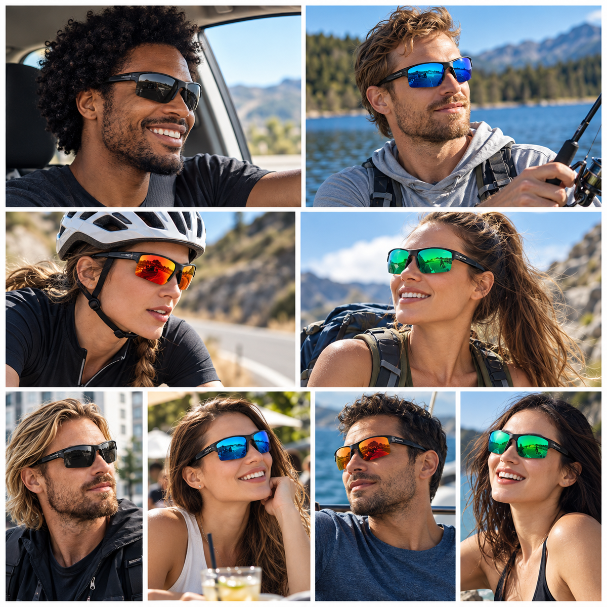 AeroTrace Air Semi-Rimless Polarized Sports Sunglasses for Fishing, Driving & Cycling