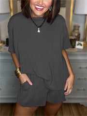 New Ribbed Top and Short Set (Buy 2 Free Shipping)
