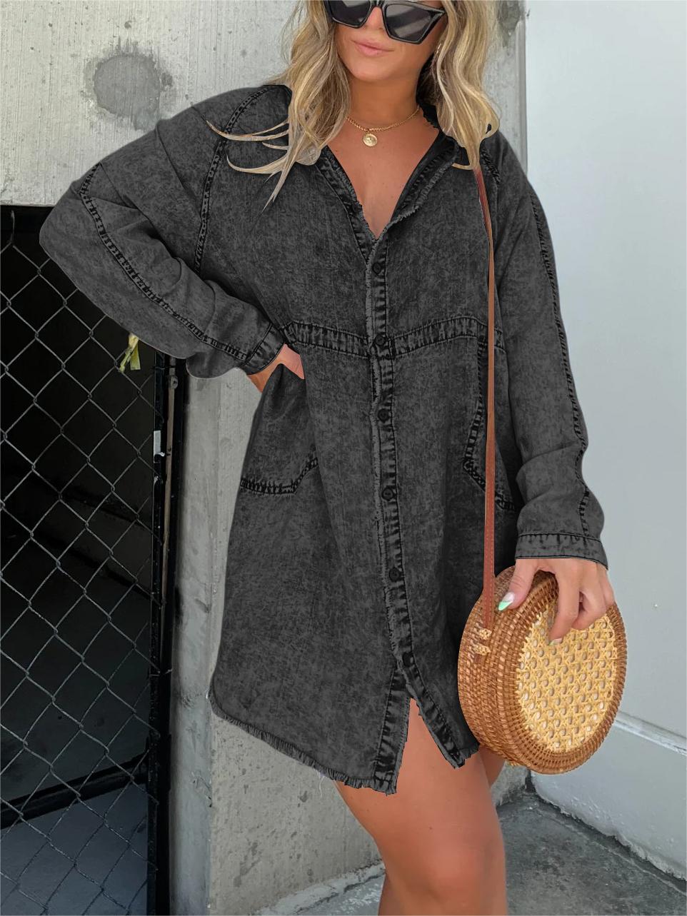 Women's Washed Button Denim Skirt (Buy 2 Free Shipping)