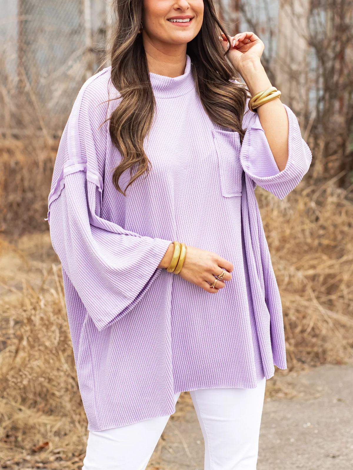 Oversize High Neck Urban Ribbed Tunic (Buy 2 Free Shipping)