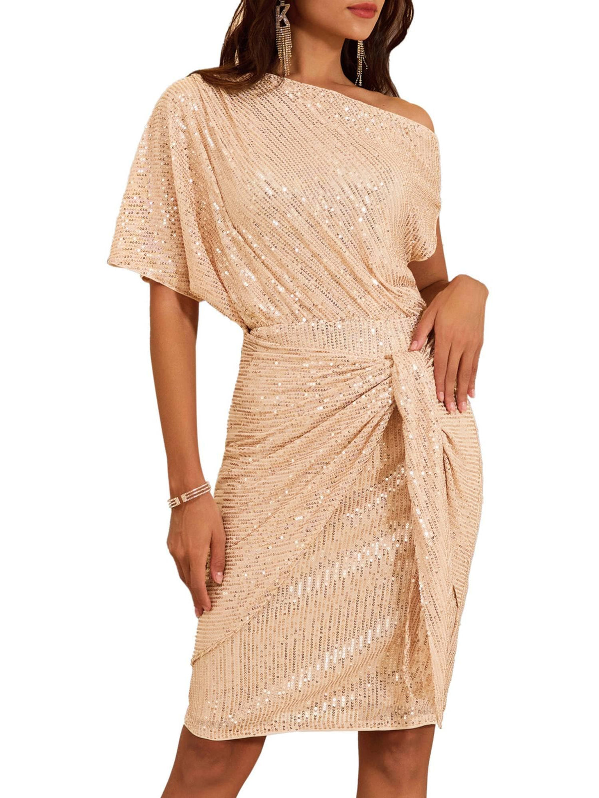 Women's Off Shoulder Sequins Bodycon Dress (Buy 2 Free Shipping)