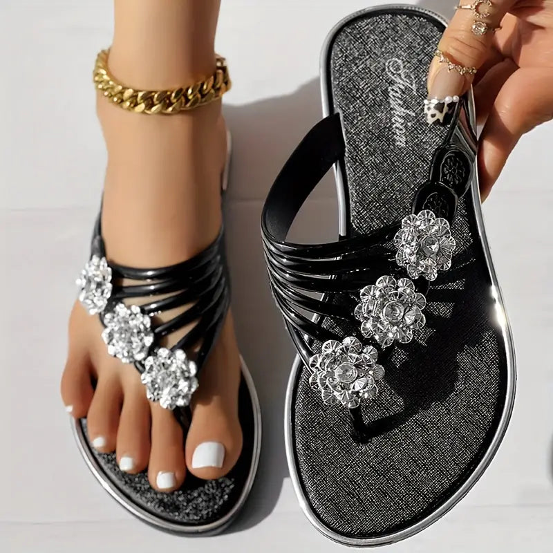 Women's Floral Flat Fashionable Open Toe Non Slip Flip Flops