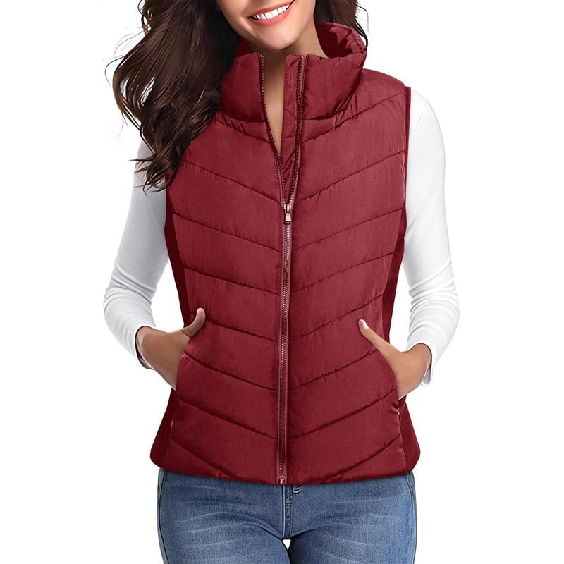 Puffer Vest Women Sleeveless Zip Up Outerwear
