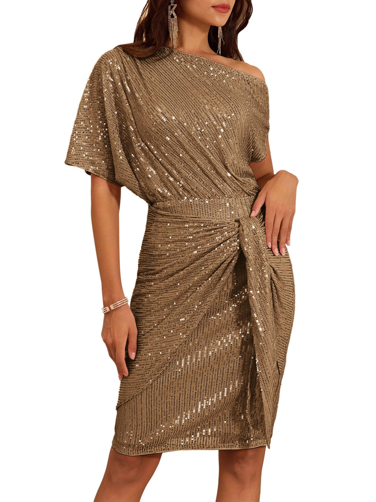 Women's Off Shoulder Sequins Bodycon Dress (Buy 2 Free Shipping)