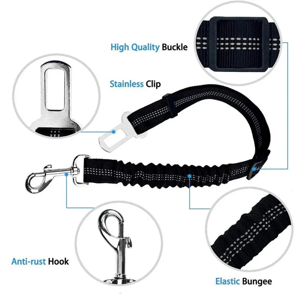Adjustable Dog Car Seat Belt – Headrest Restraint Leash