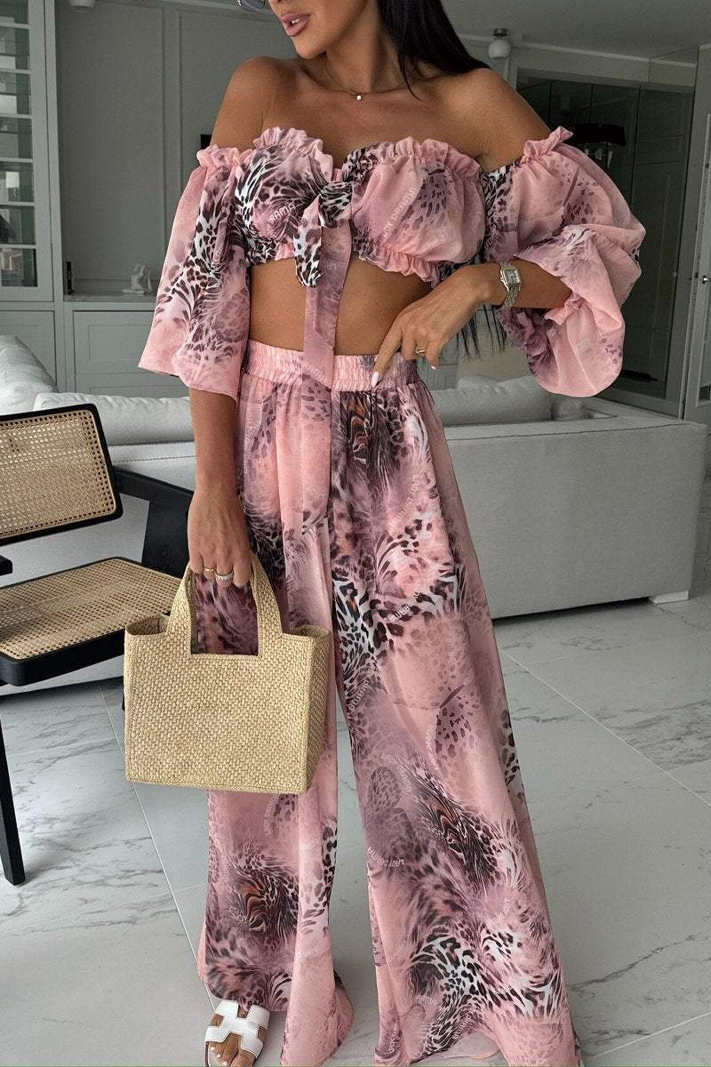 Women's Printed chiffon leisure suit