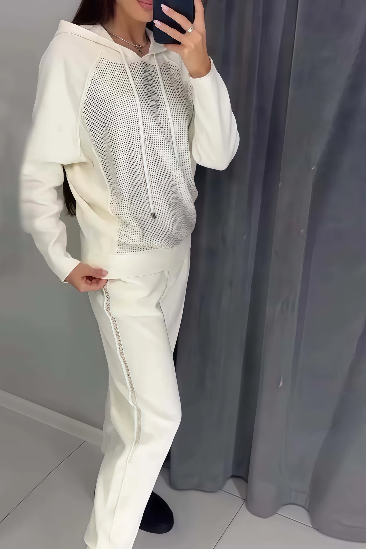 🔥Women's casual diamond embellished hooded track suit