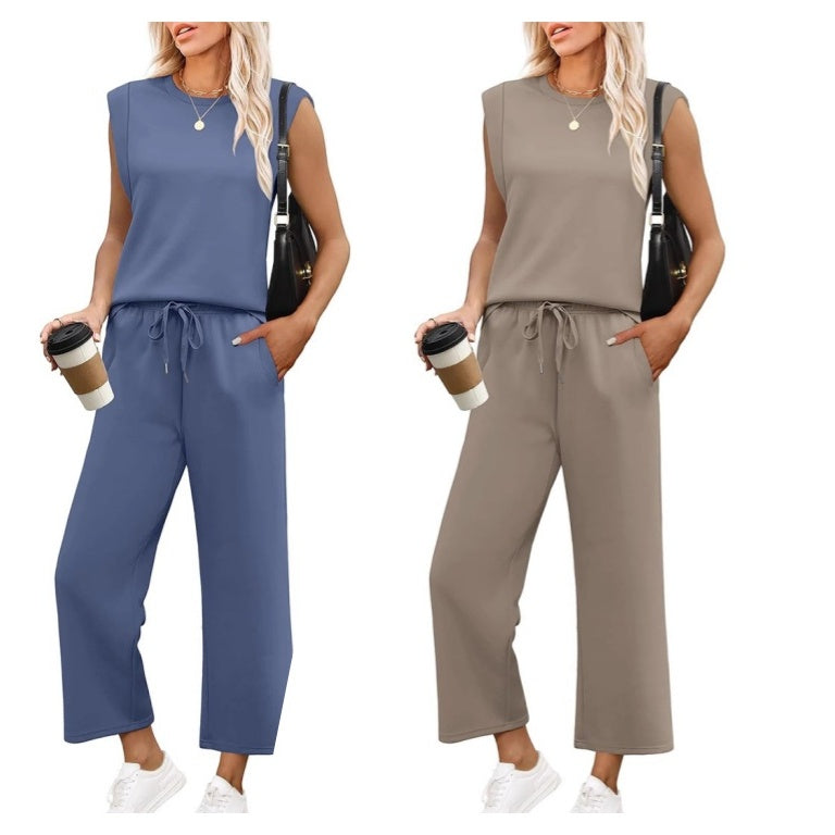 Women's Sleeveless Top & Wide-Leg Pants 2-Piece Set