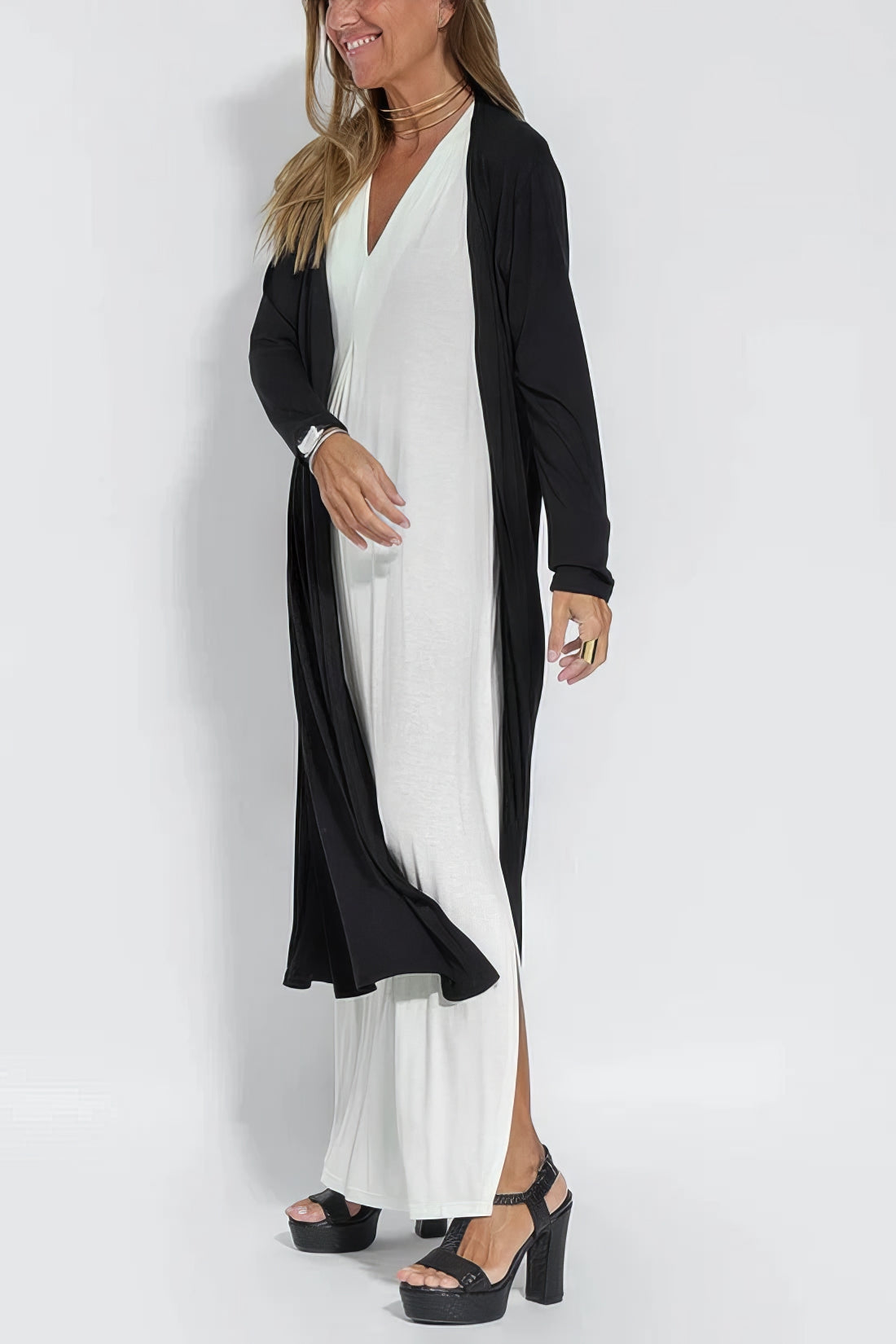 Elegant Long Dress + Matching Cardigan