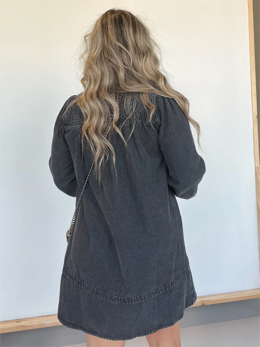 New Washed Denim Shirt Dress (Buy 2 Free Shipping)