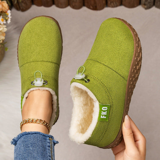 Women's Plush-Lined Winter Mules – Cozy Slip-On Shoes