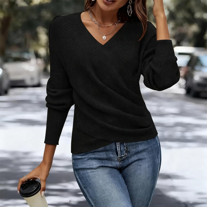 Elegant Women's Casual Knit Sweater, Long Sleeve Warm Pullover for Spring & Fall, Korean Style Holiday Fashion Top
