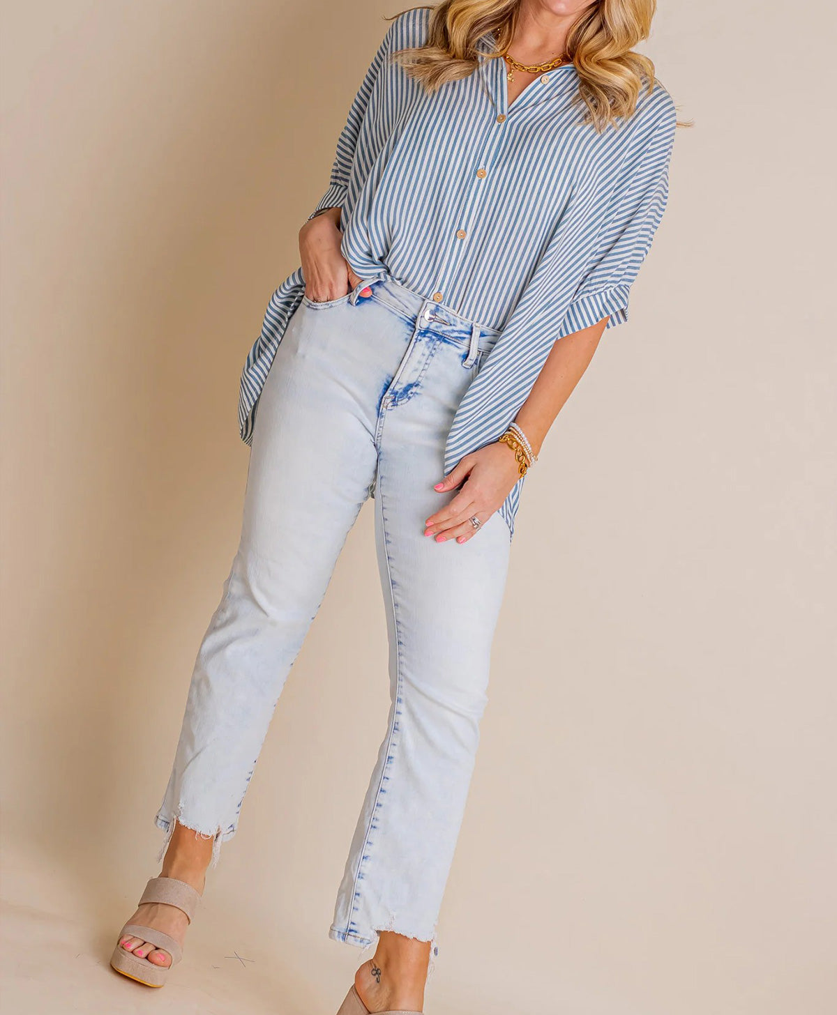 Black Friday Deals - Women's Oversized Striped Button-down Shirt (Buy 2 Free Shipping)