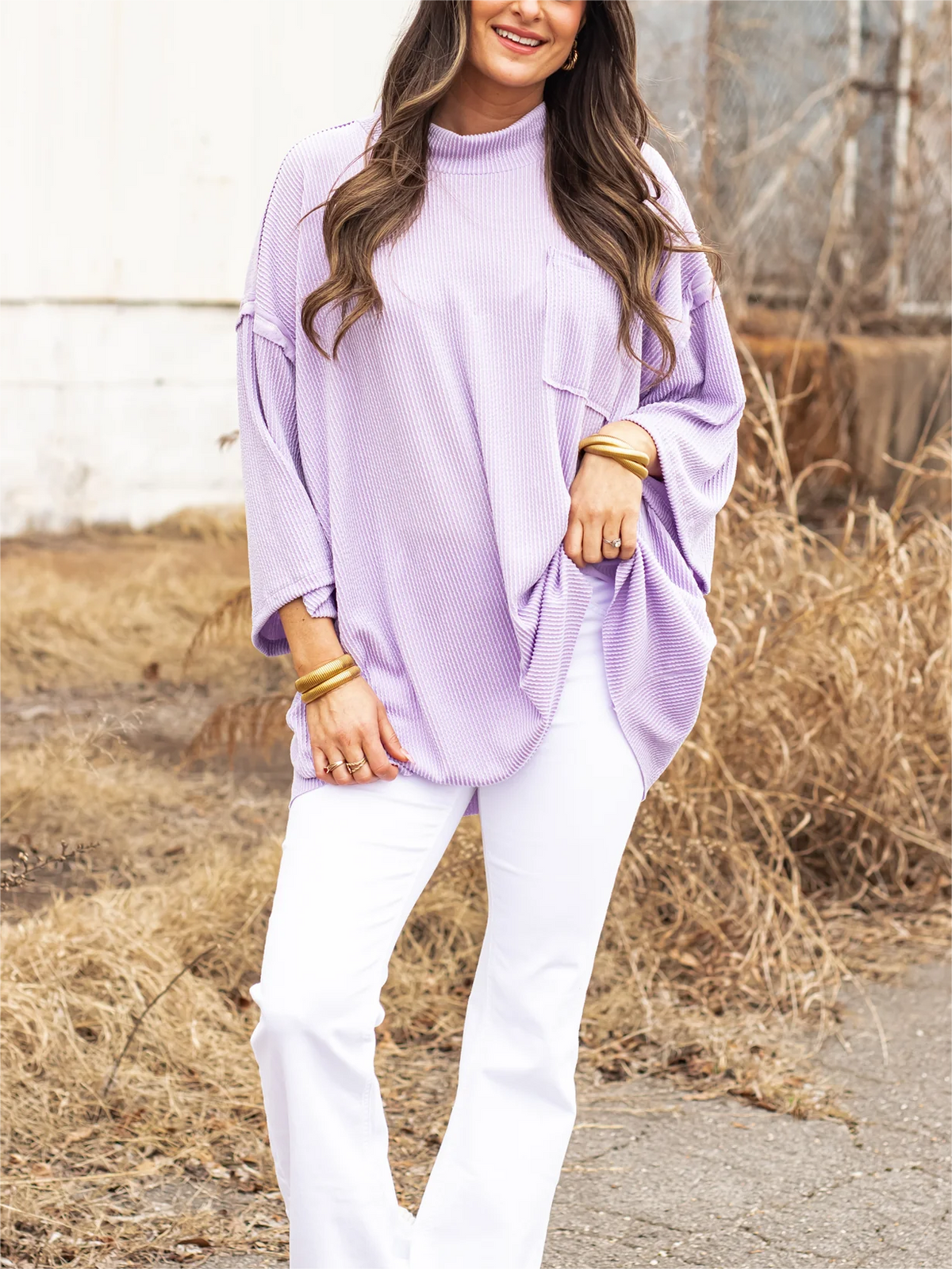 Oversize High Neck Urban Ribbed Tunic (Buy 2 Free Shipping)
