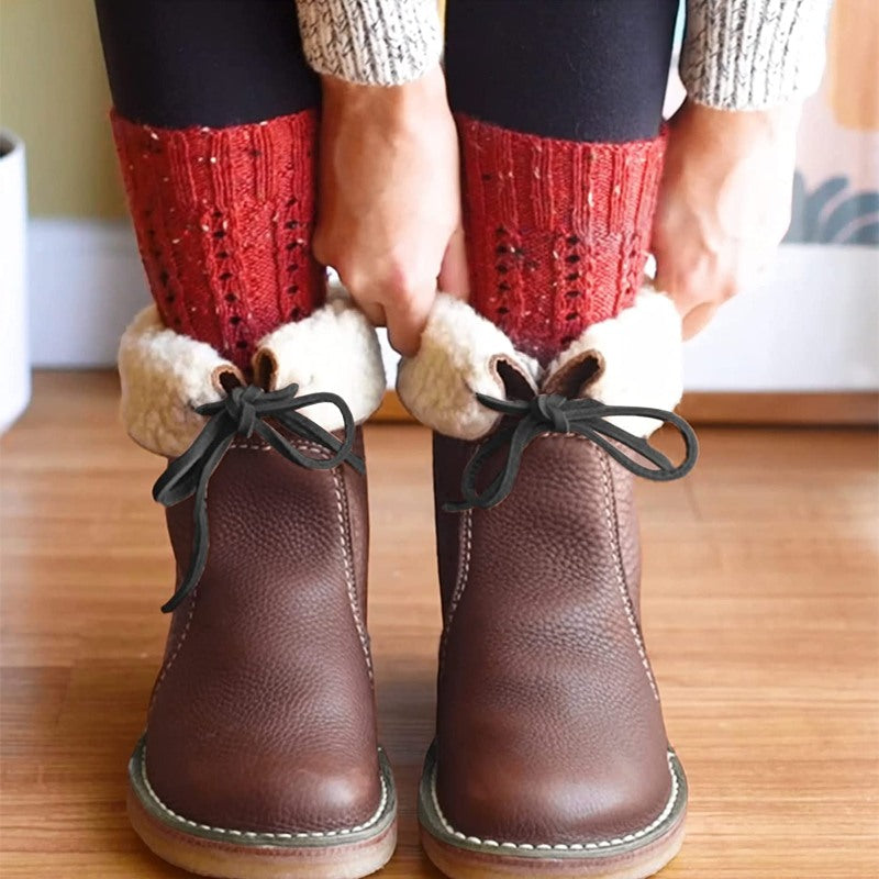 Waterproof Wool Lined Leather Orthopaedic Snow Boots