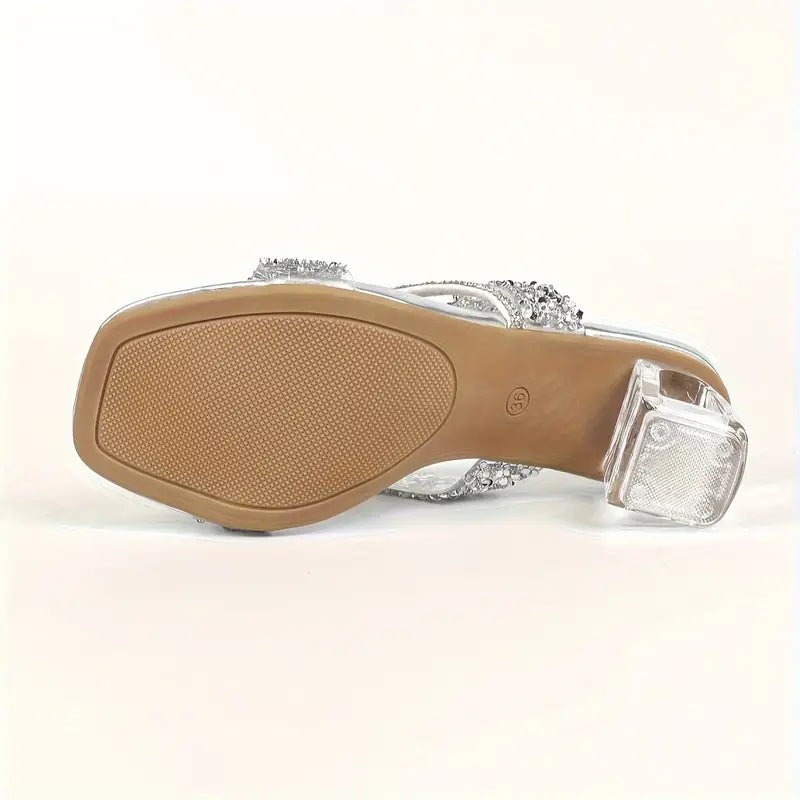 Square Toe Rhinestone Sandals