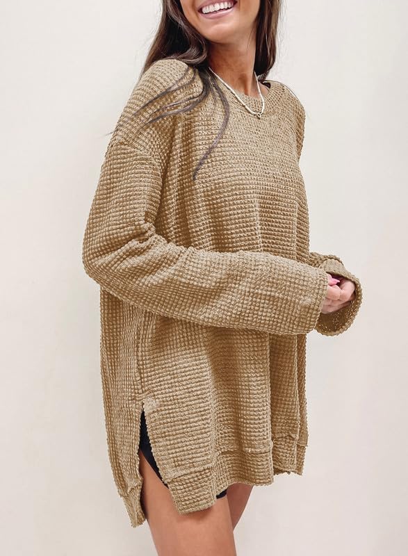 Women's Oversized Waffle Knit Top (Buy 2 Free Shipping)