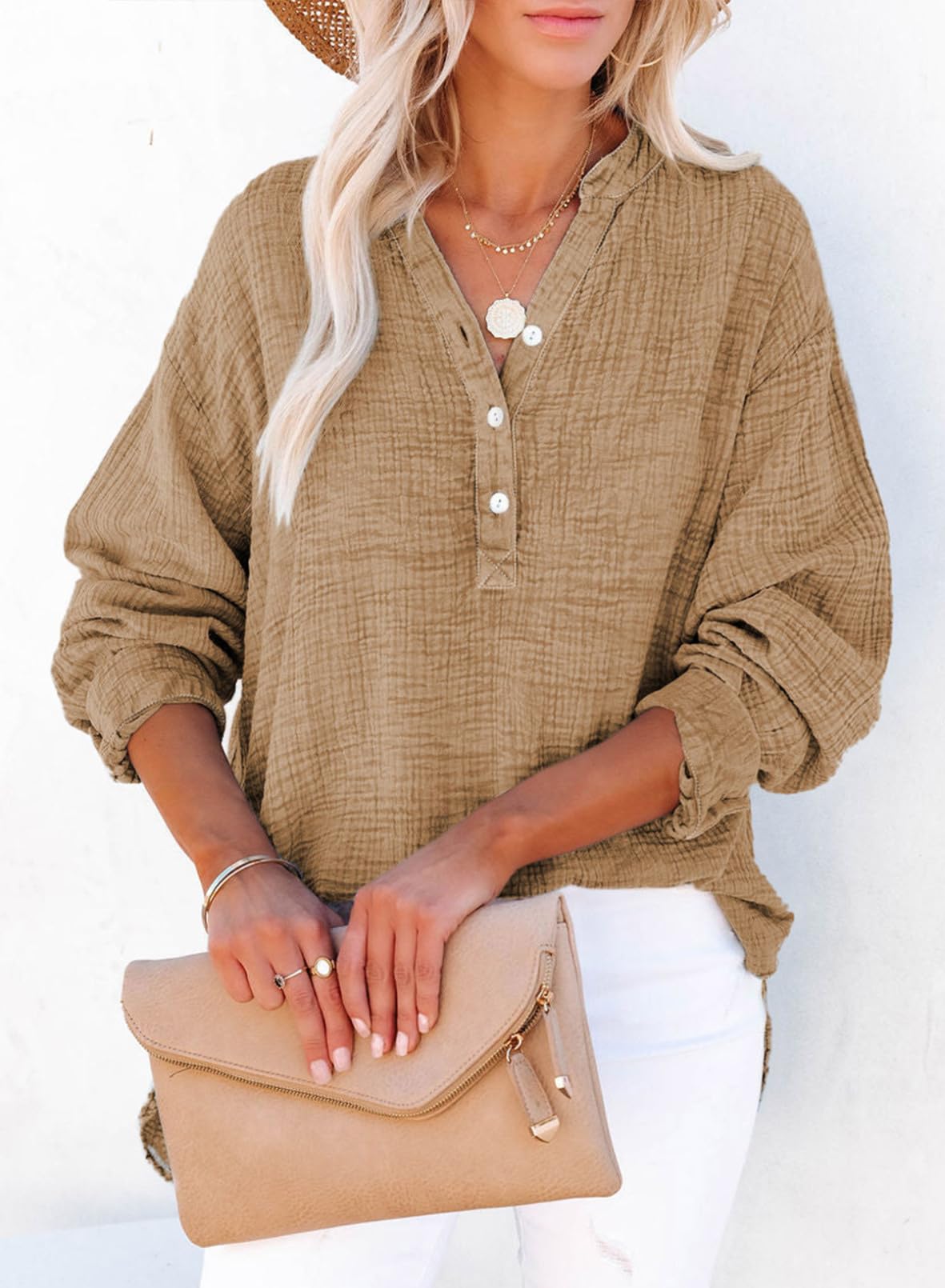 Women's Basic V-Neck Pullover Shirt T-Shirt (Buy 2 Free Shipping)
