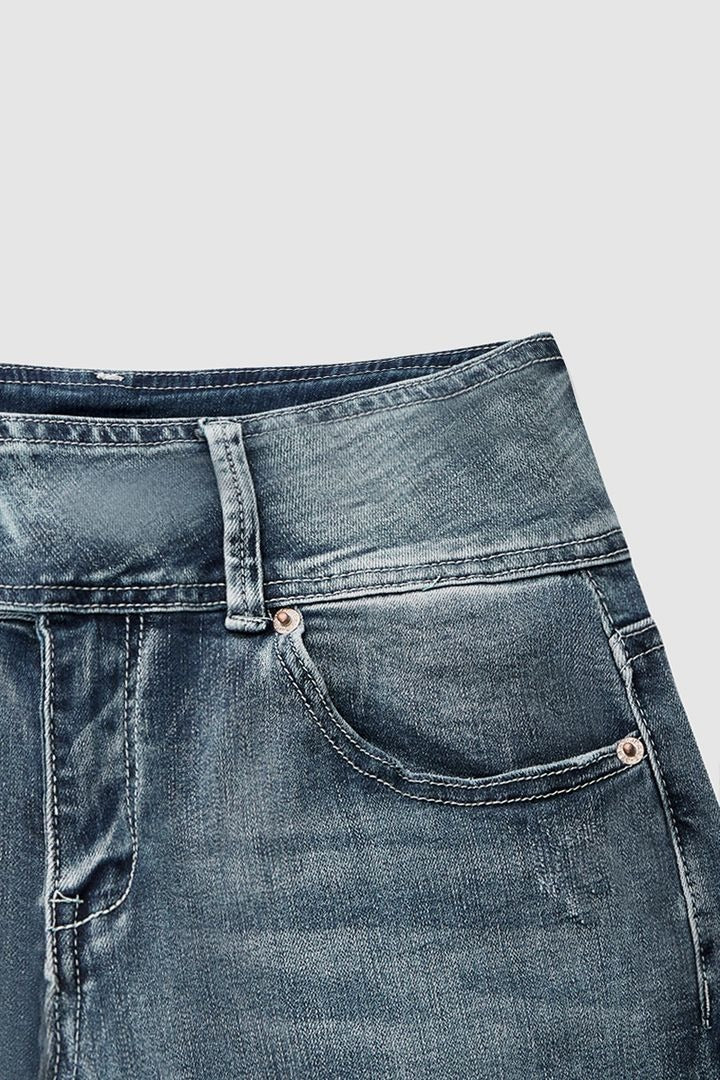 Vintage Button Mid Rise Flared Jeans