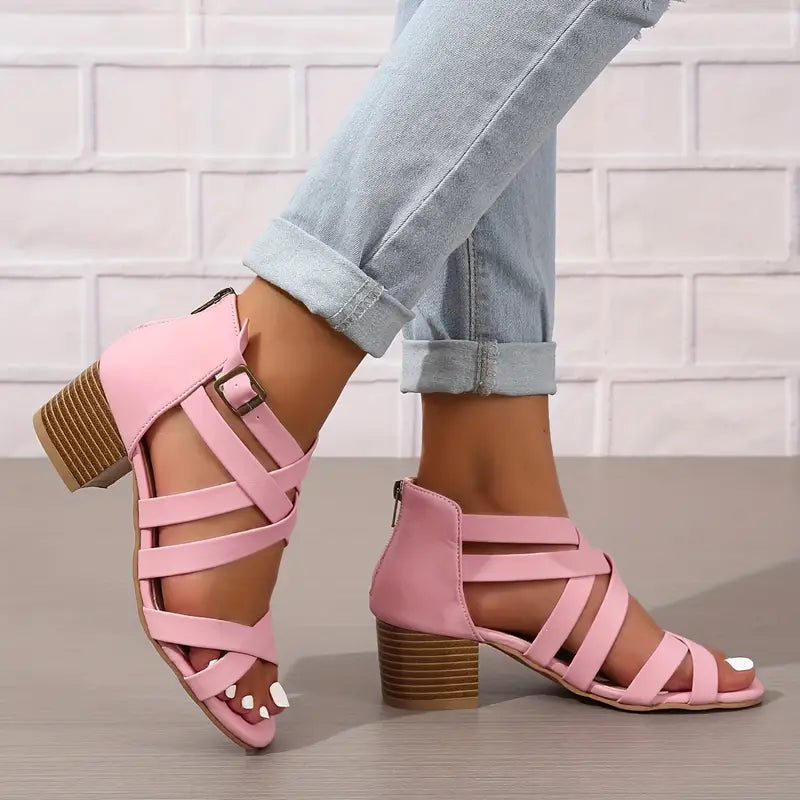 Women's Retro Stacked Heeled Orthopedic Sandals