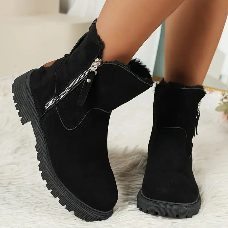 Women's Plush-Lined Ankle Martin Zipper Boots ( BUY 2 FREE SHIPPING )