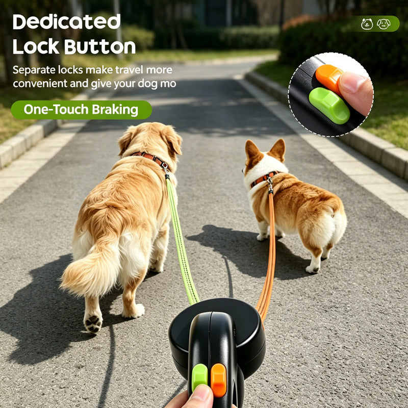 360 Retractable Dog Leash for Two Dogs
