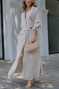 Cotton Linen Maxi Dress – Loose Casual Summer Long Dress