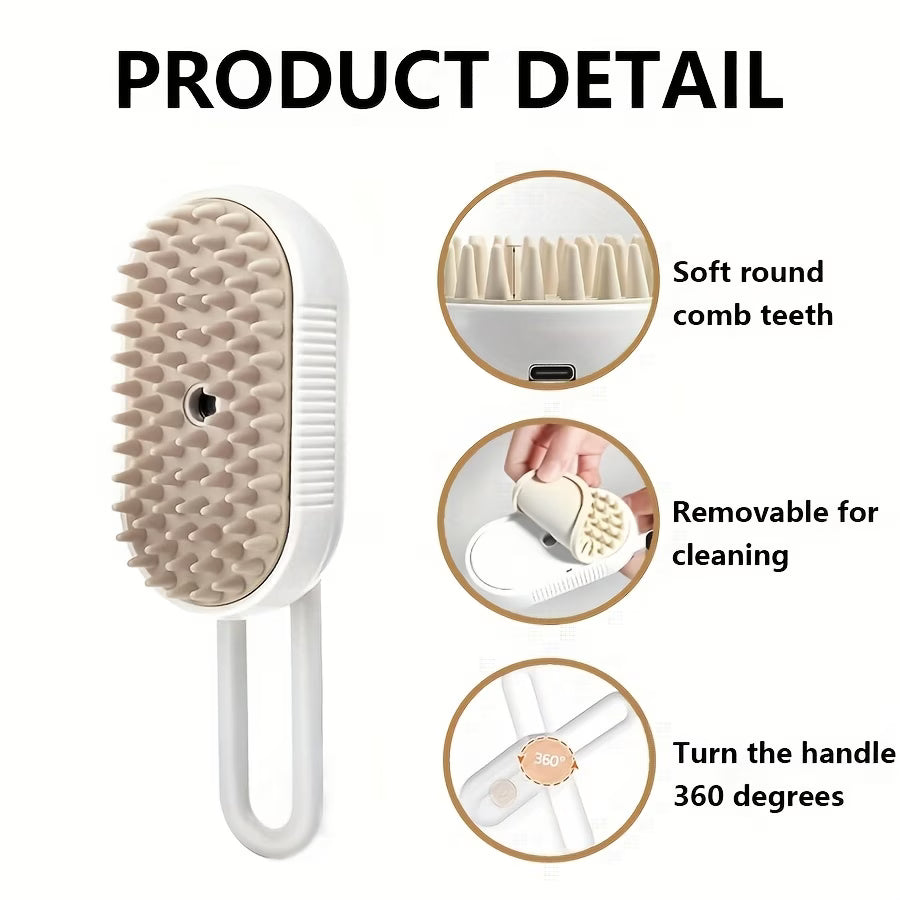 4-in-1 Mist Pet Grooming Brush for Cats & Dogs – Rechargeable