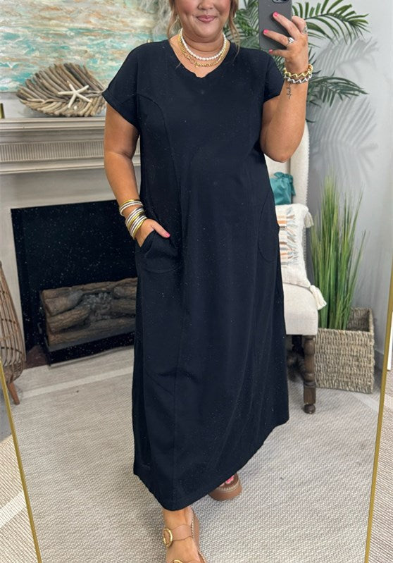 Robe longue à manches courtes et poches pour femme (achetez-en 2, livraison gratuite)