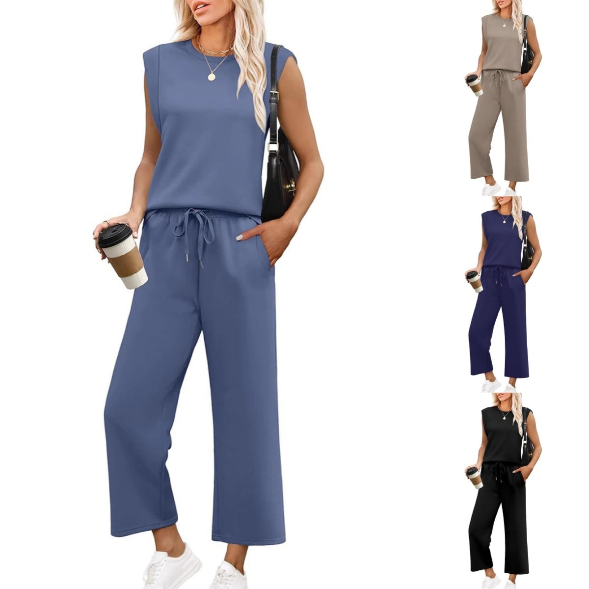 Women's Sleeveless Top & Wide-Leg Pants 2-Piece Set