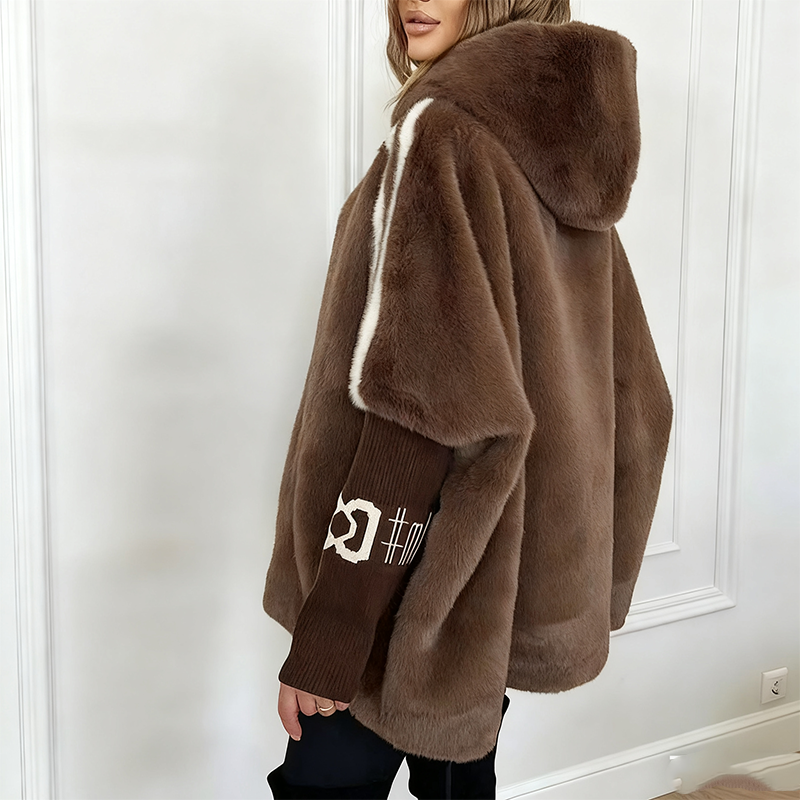 Women's Casual Hooded Zip-Up Plush Coat