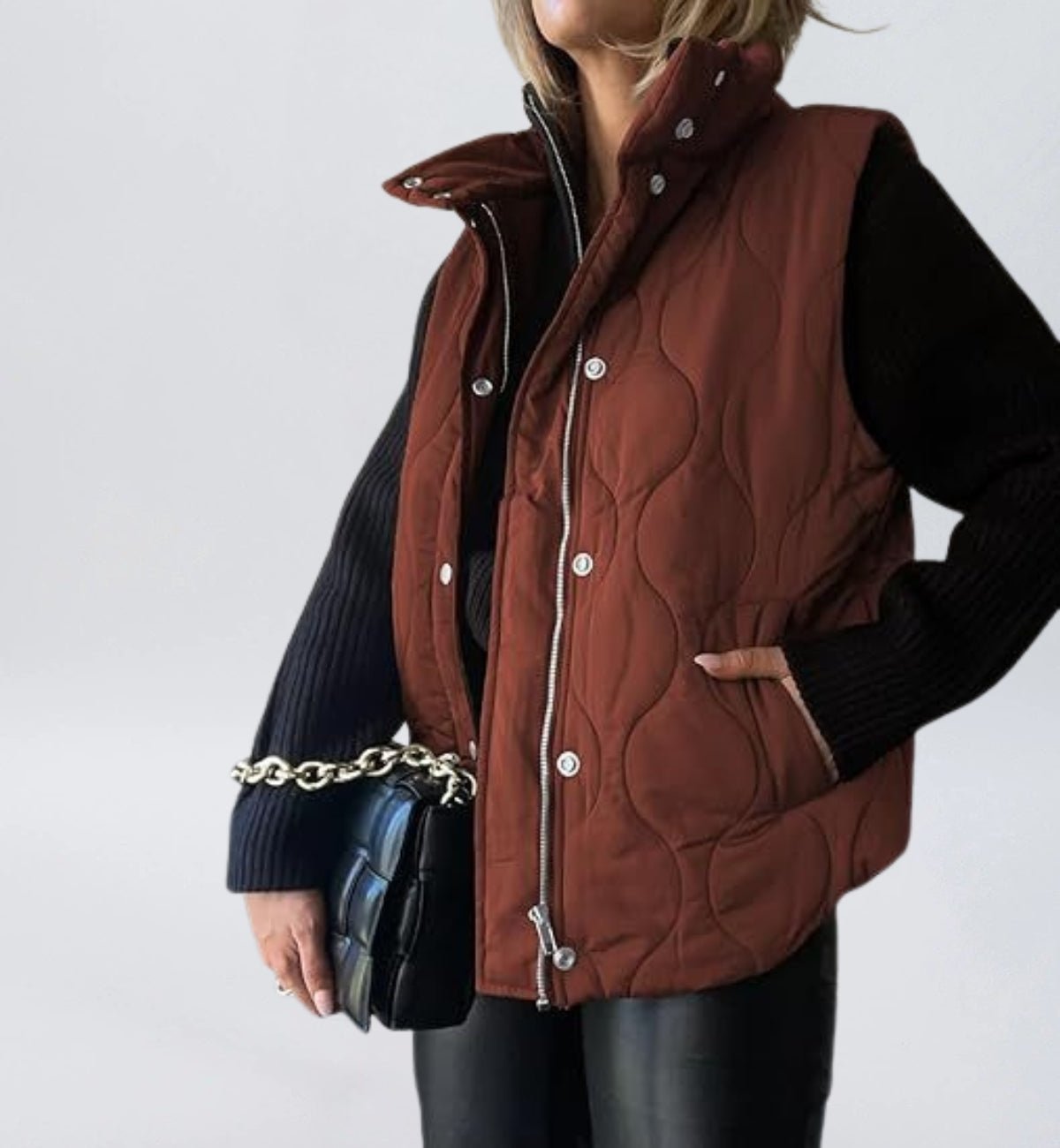 Women Cropped Puffer Vest Stand Collar Sleeveless Lightweight Quilted Vest